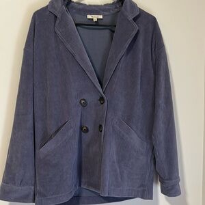 Madewell Blue Ribbed Soft Button Blazer Work Career Size XS